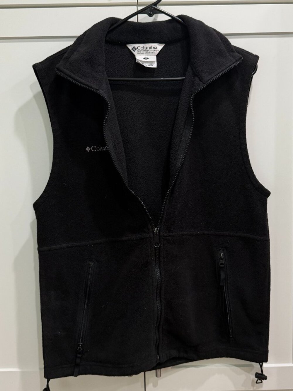 Columbia Men's Vest Jacket, Black, Small, 2 Side Zip Pockets, Zipper Front